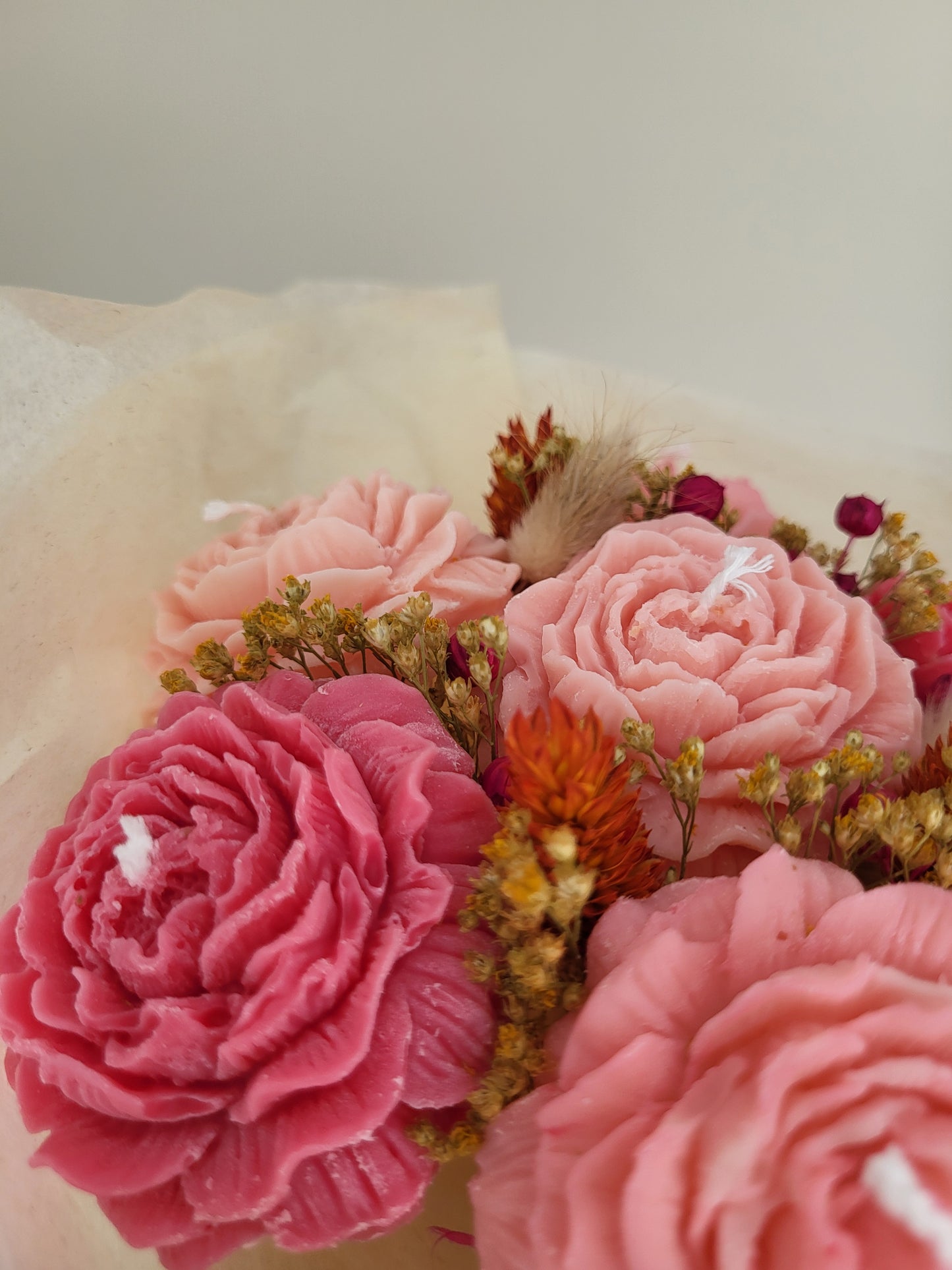 Bouquet de fleurs en bougies artisanale - Bouquet de pivoines Jour 5