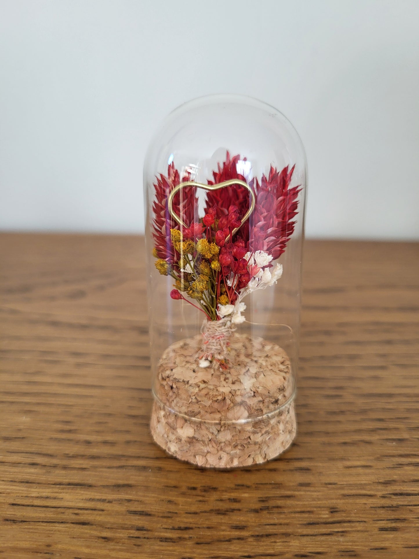 Cloche de fleurs séchées – Création artisanale Saint-Valentin