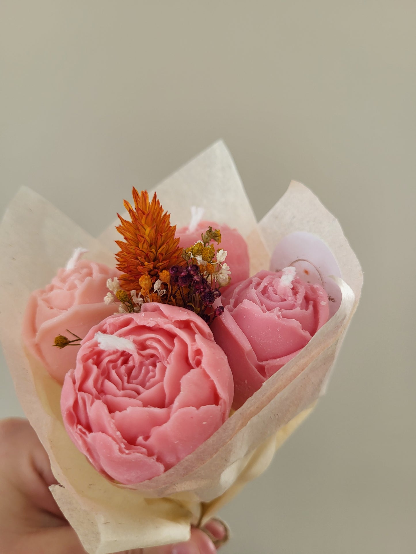 Bouquet de fleurs en bougie- bouquet de pivoines et roses - jour 7