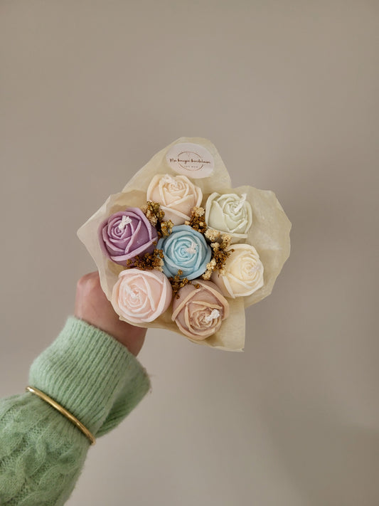 Bougie fleurie artisanale - Bouquet de roses