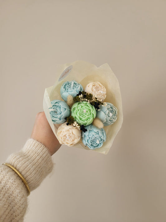 Bouquet de pivoines en bougie fait main