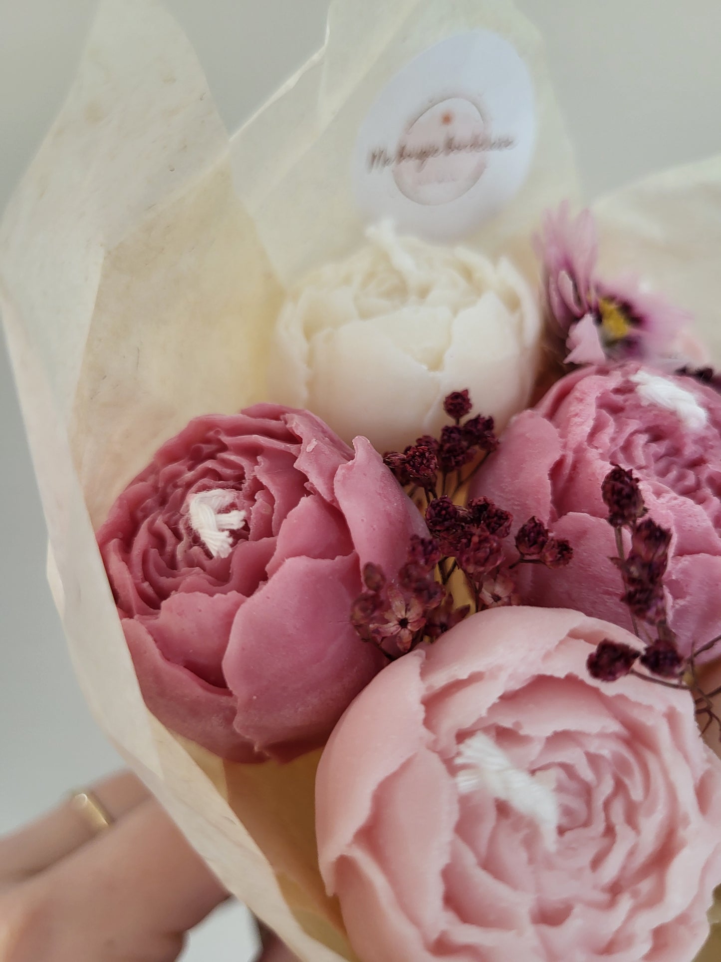 Bougie fleurie artisanale - Bouquet Carmen