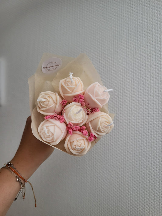 Bouquet 7 roses en bougies