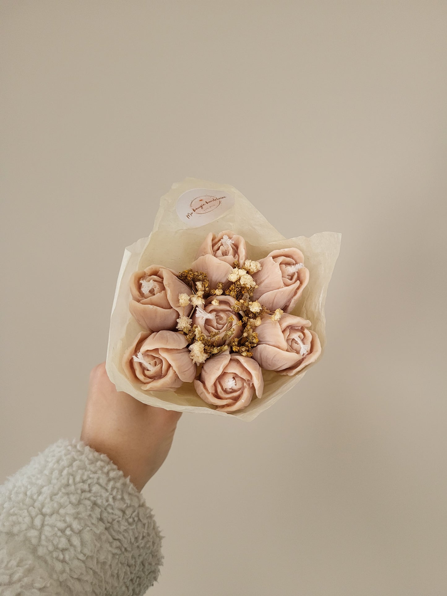 Bouquet de 7 tulipes en bougies - taille S (marron)