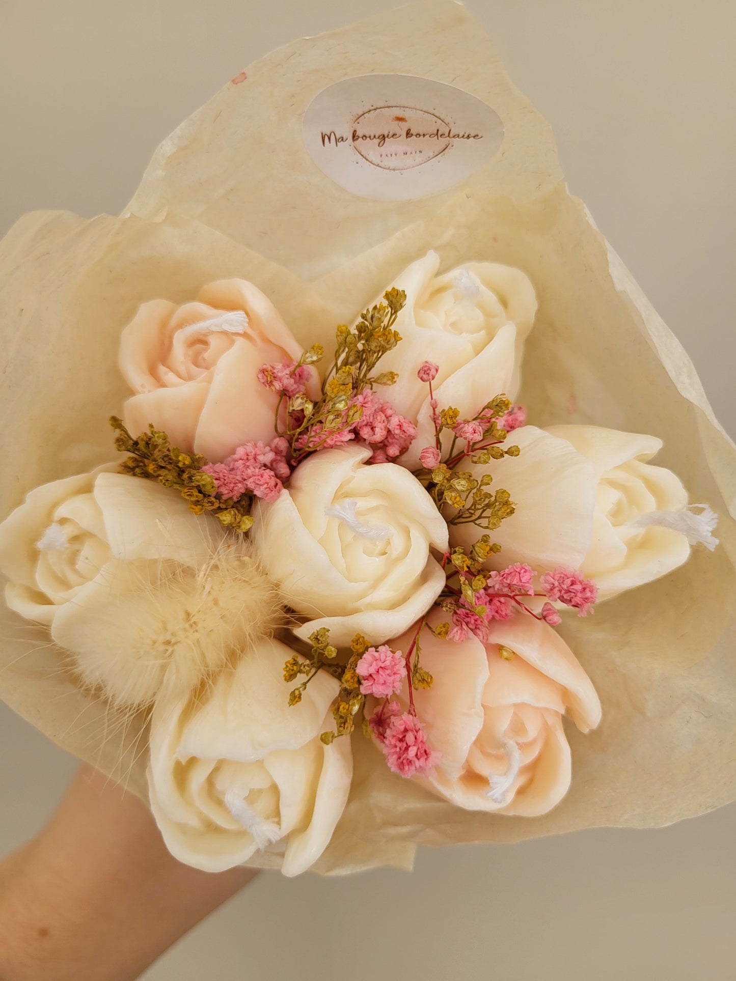Bouquet de 7 tulipes en bougies - taille S (pastel)