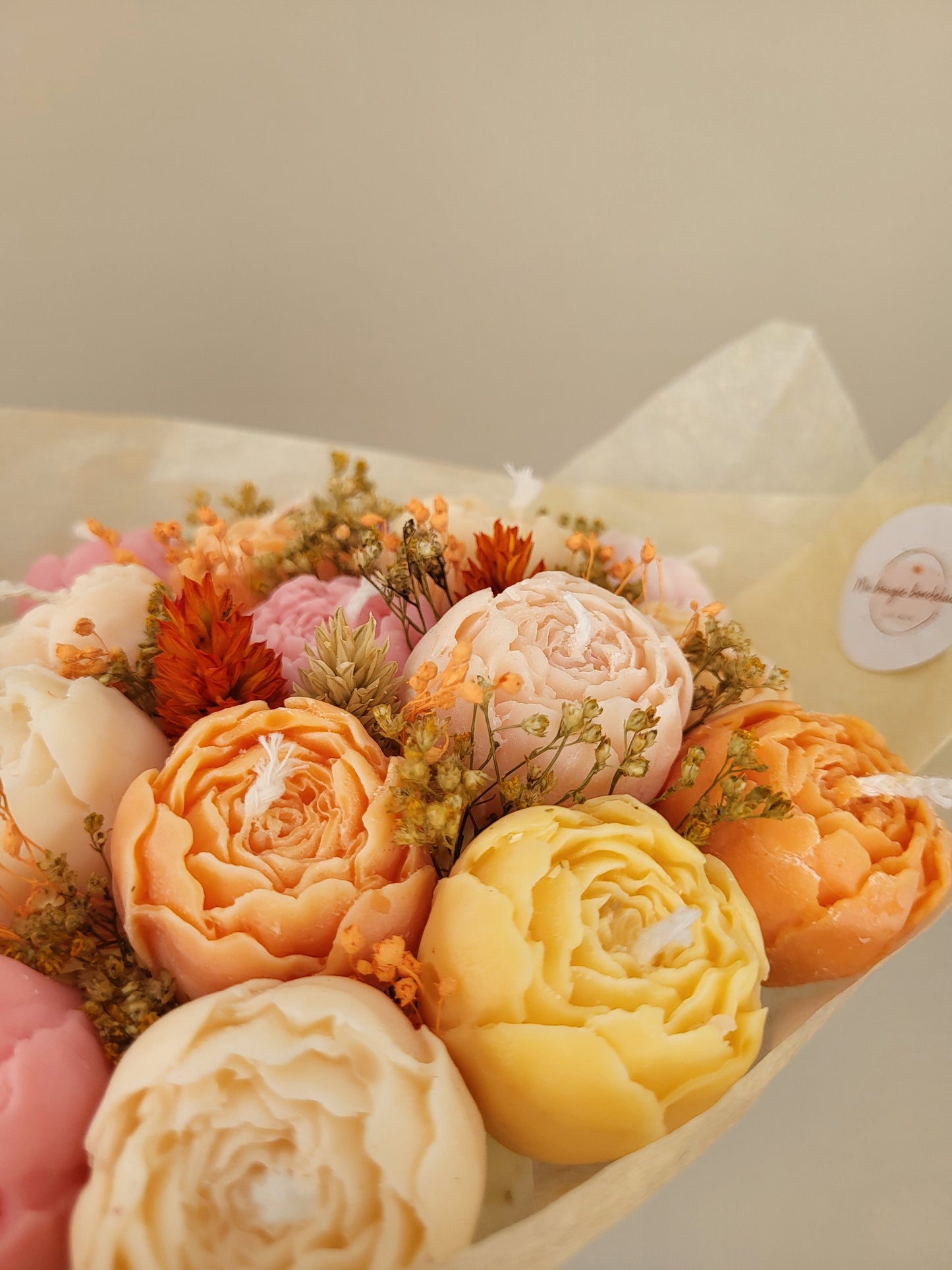 Gros bouquet de pivoines en bougies (taille S) - bouquet de mariée