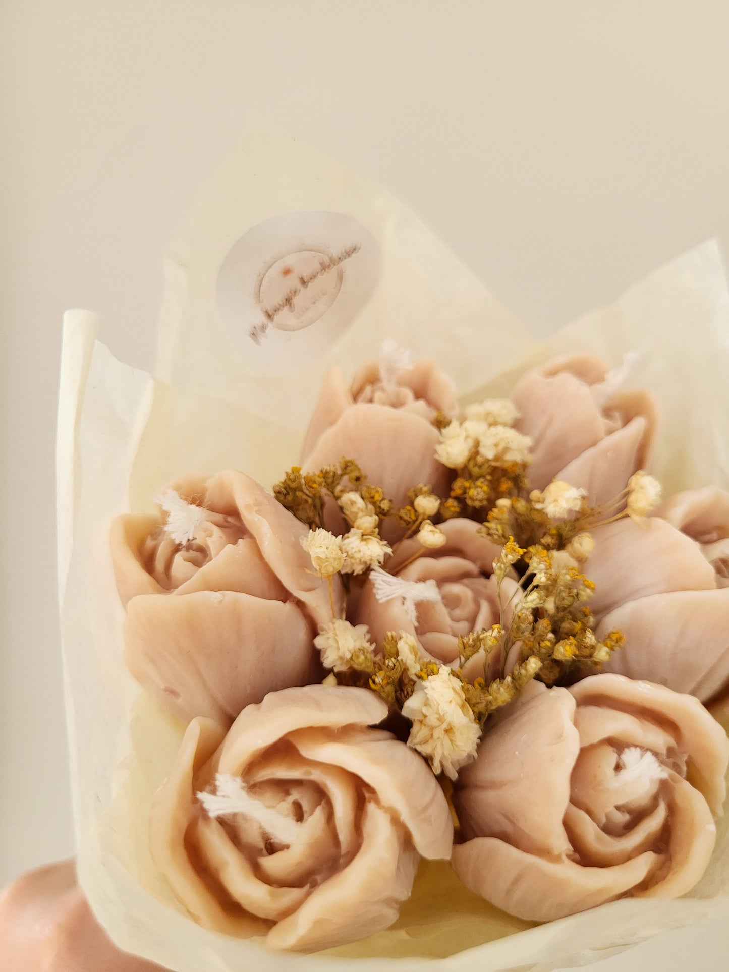 Bouquet de 7 tulipes en bougies - taille S (marron)