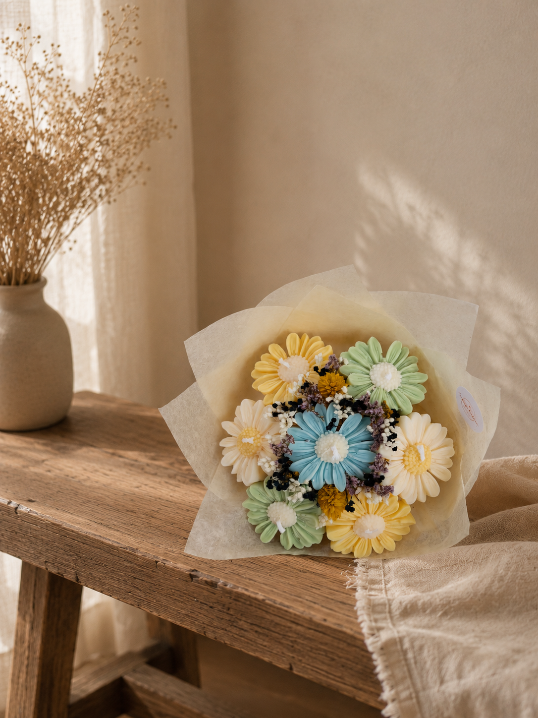 Gros Bouquet de 7 marguerites en bougies - taille M