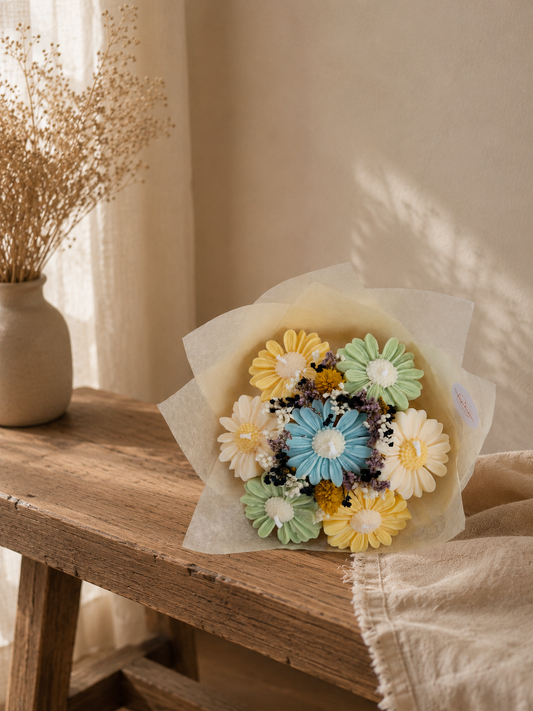 Gros Bouquet de 7 marguerites en bougies - taille M