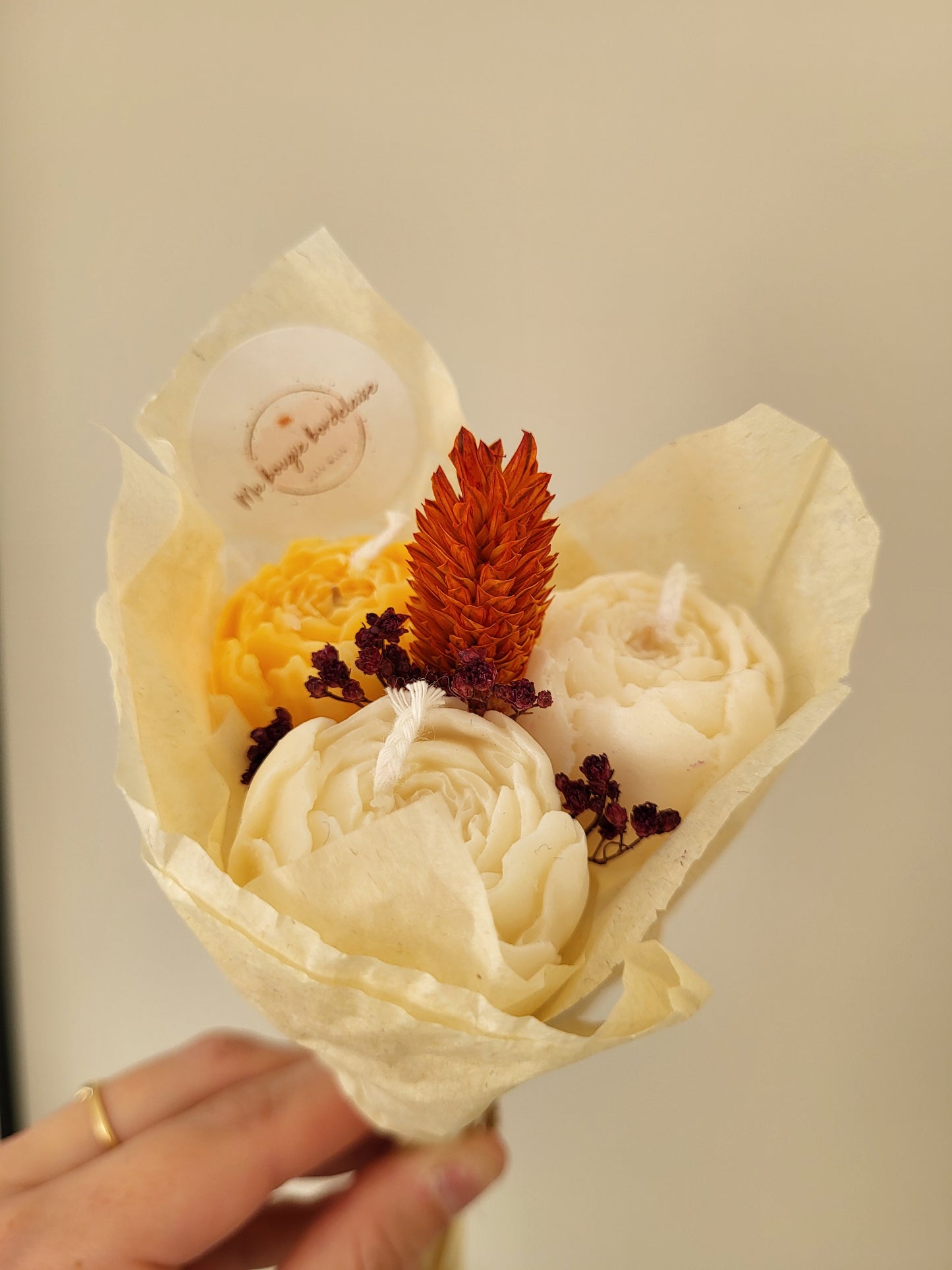 Bouquet de pivoines en bougie fait main