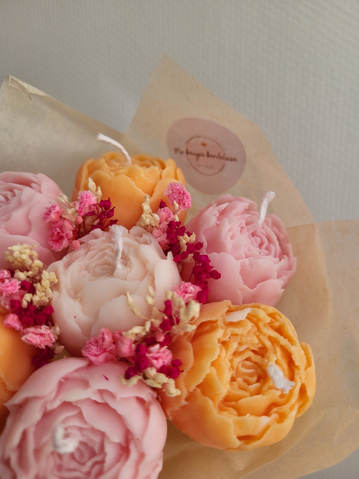 Bougie décorative - Bouquet de pivoines