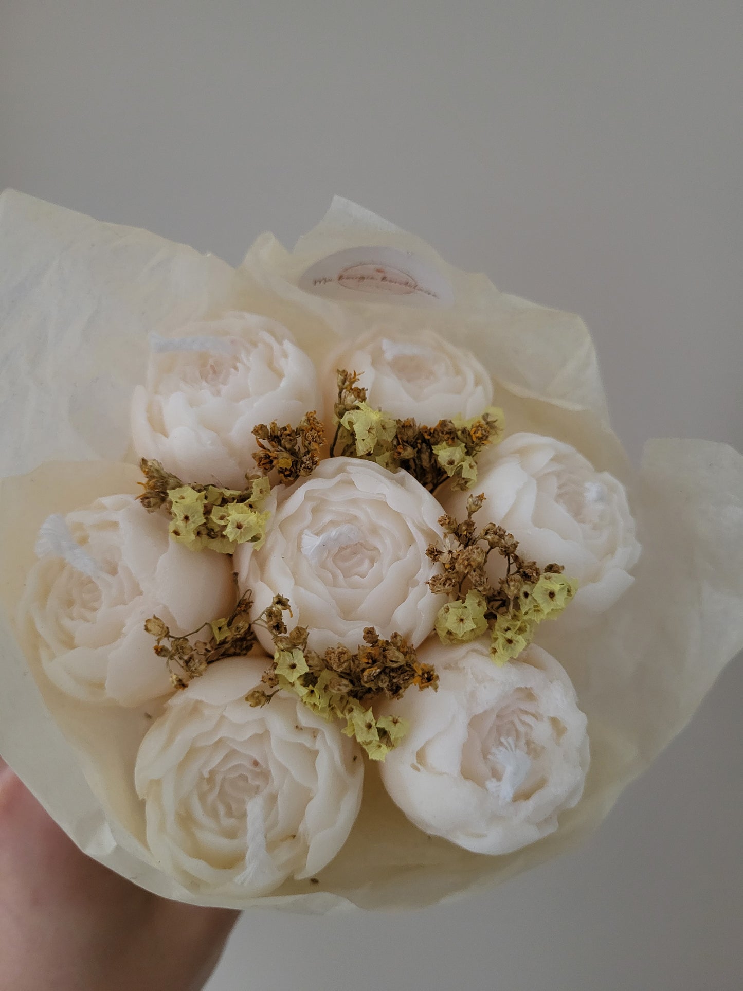 Bouquet de pivoines en bougie artisanale