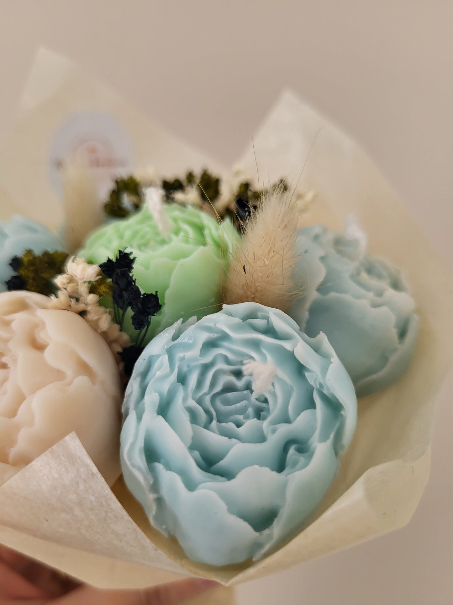 Bouquet de pivoines en bougie fait main