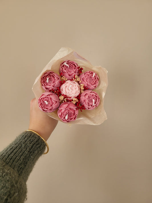 Bougie fleurie artisanale - Bouquet Valentina