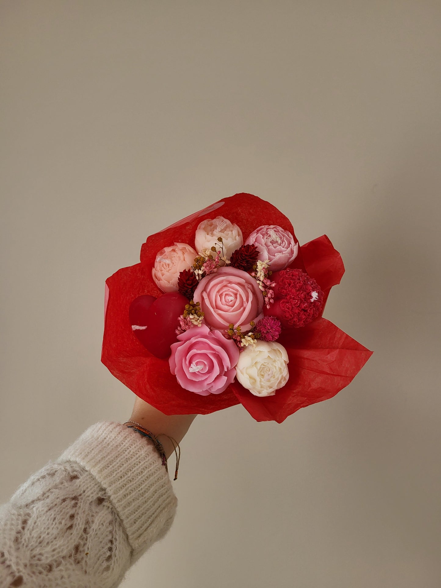 Bougie fleurie artisanale - Bouquet Love