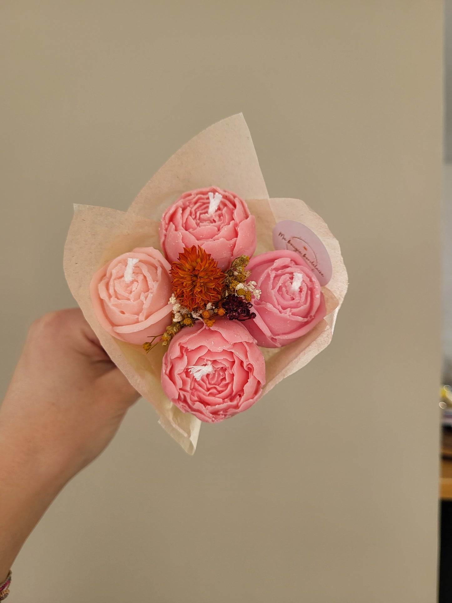 Bouquet de fleurs en bougie- bouquet de pivoines et roses - jour 7