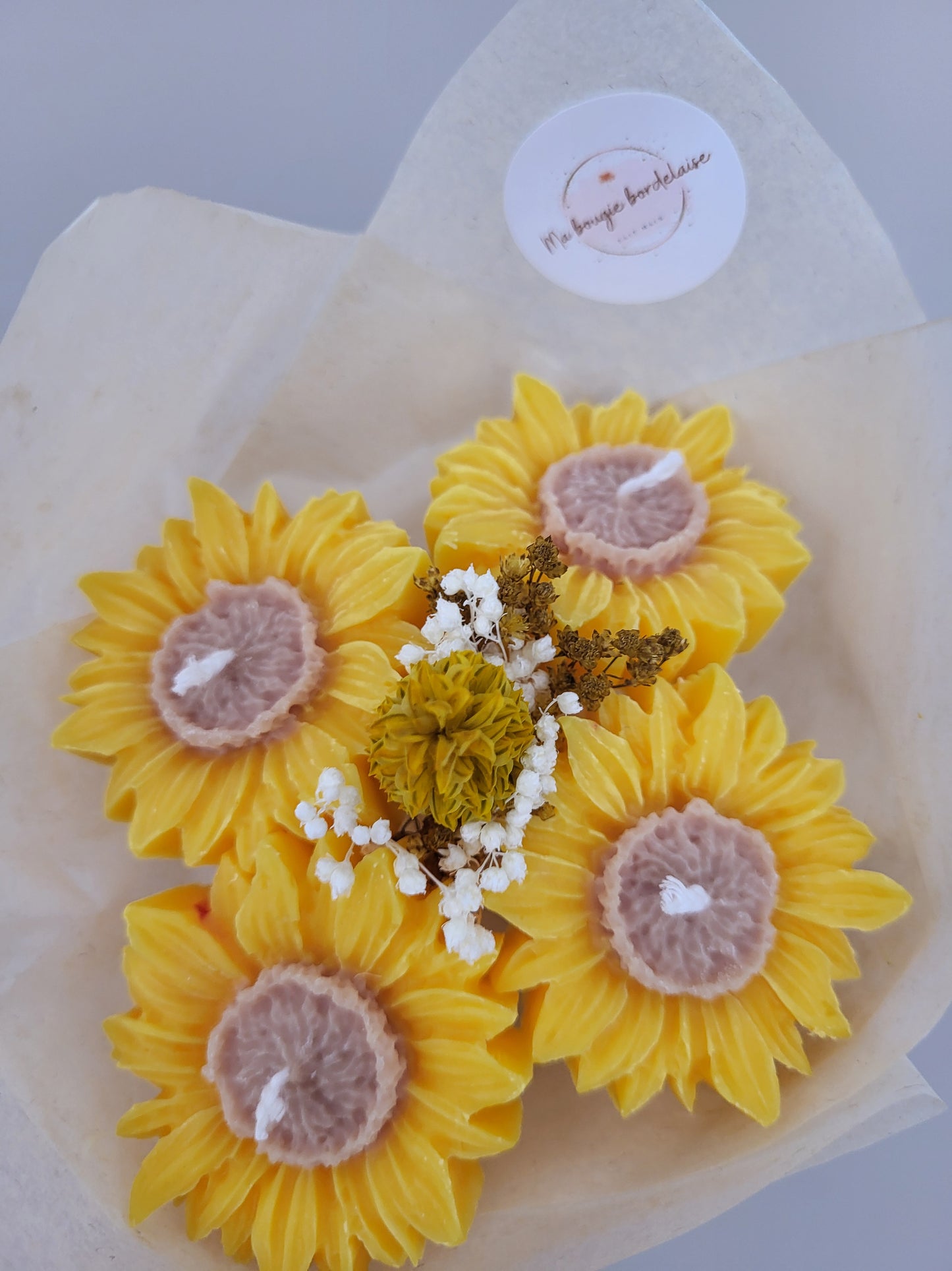 Bouquet de 4 tournesols en bougies