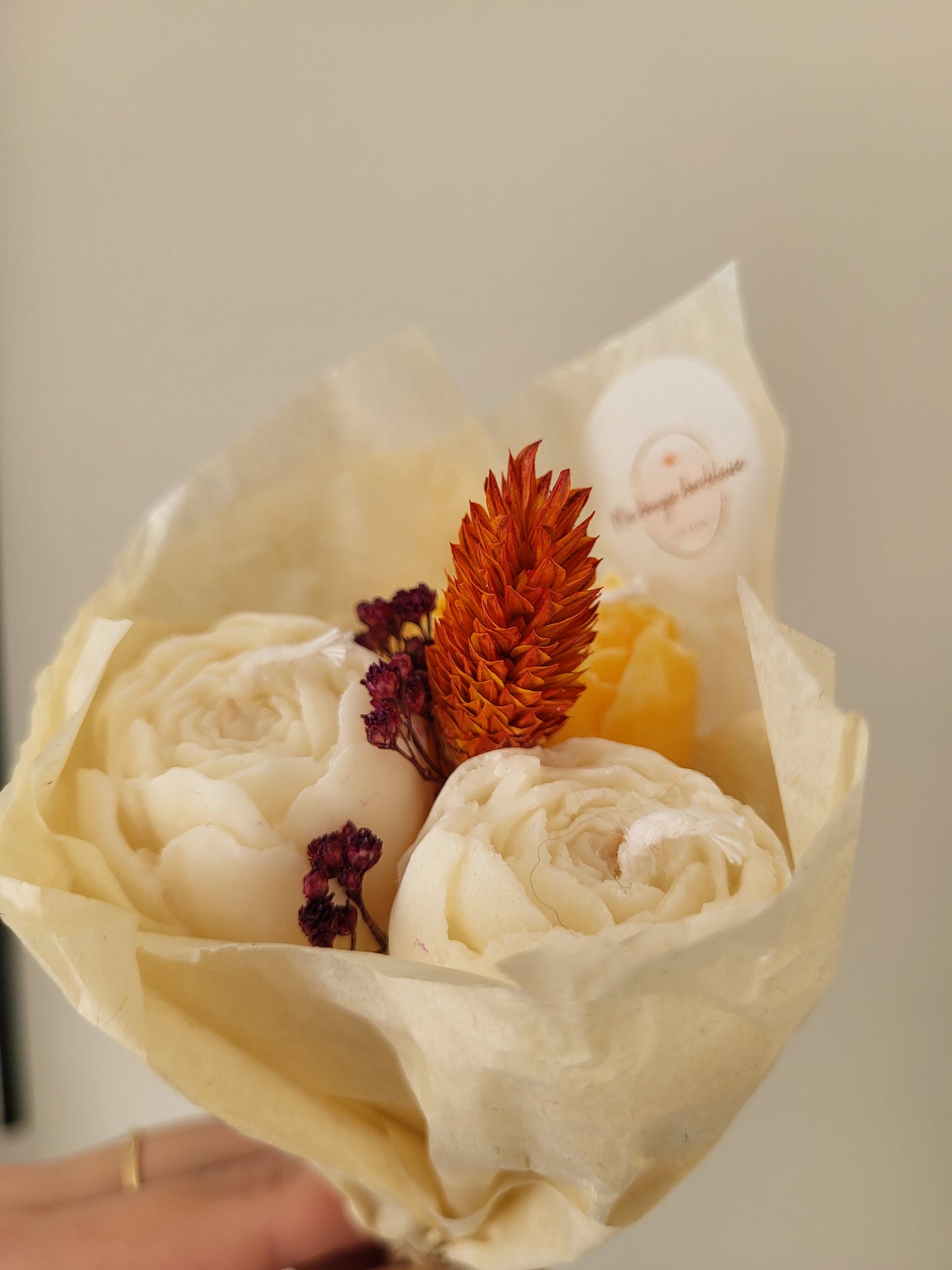 Bouquet de pivoines en bougie fait main