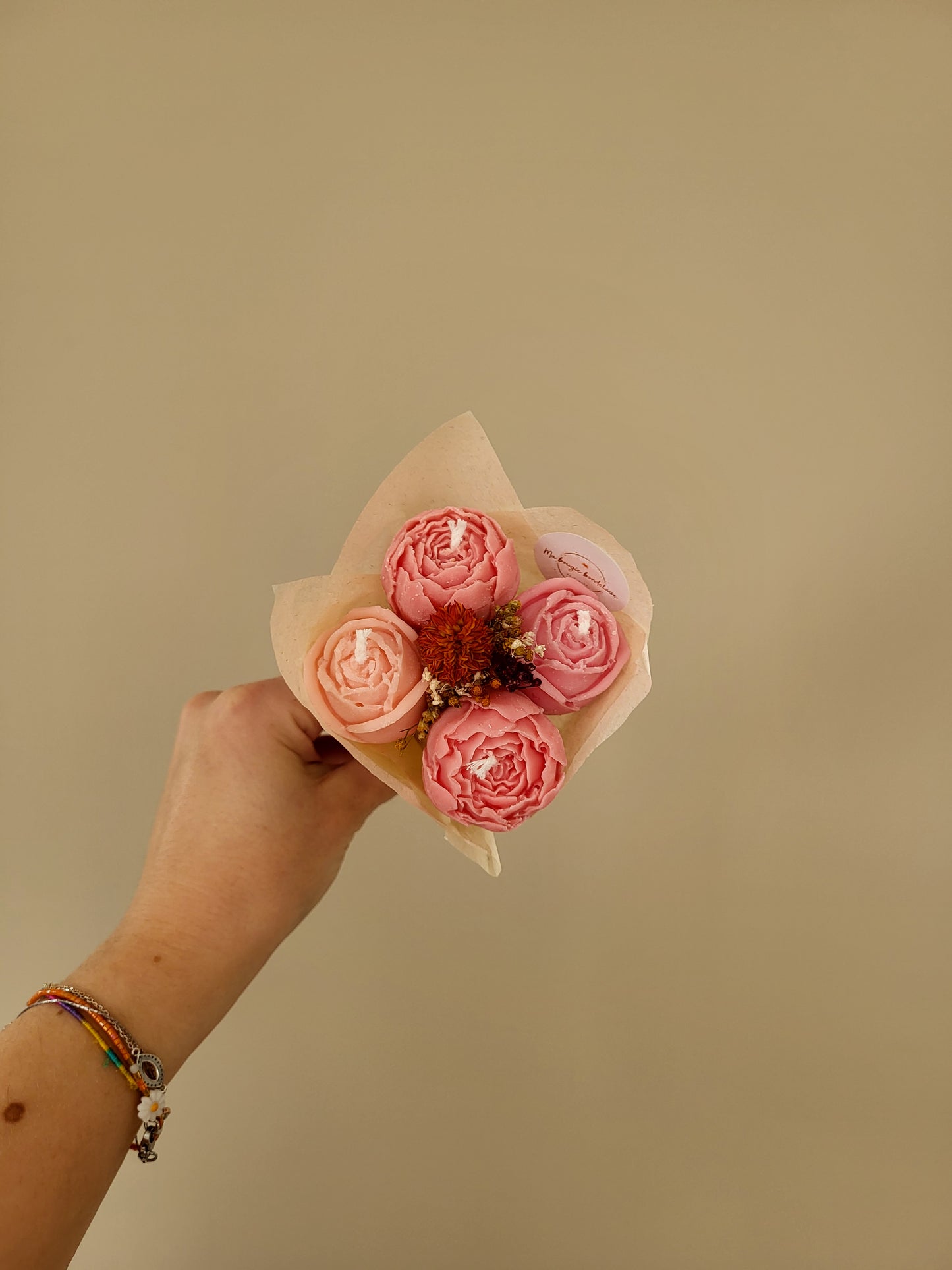 Bouquet de fleurs en bougie- bouquet de pivoines et roses - jour 7