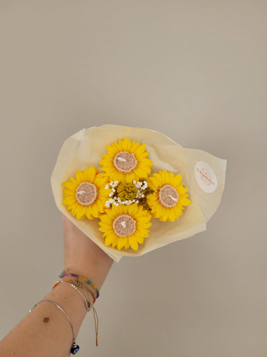 Bouquet de 4 tournesols en bougies