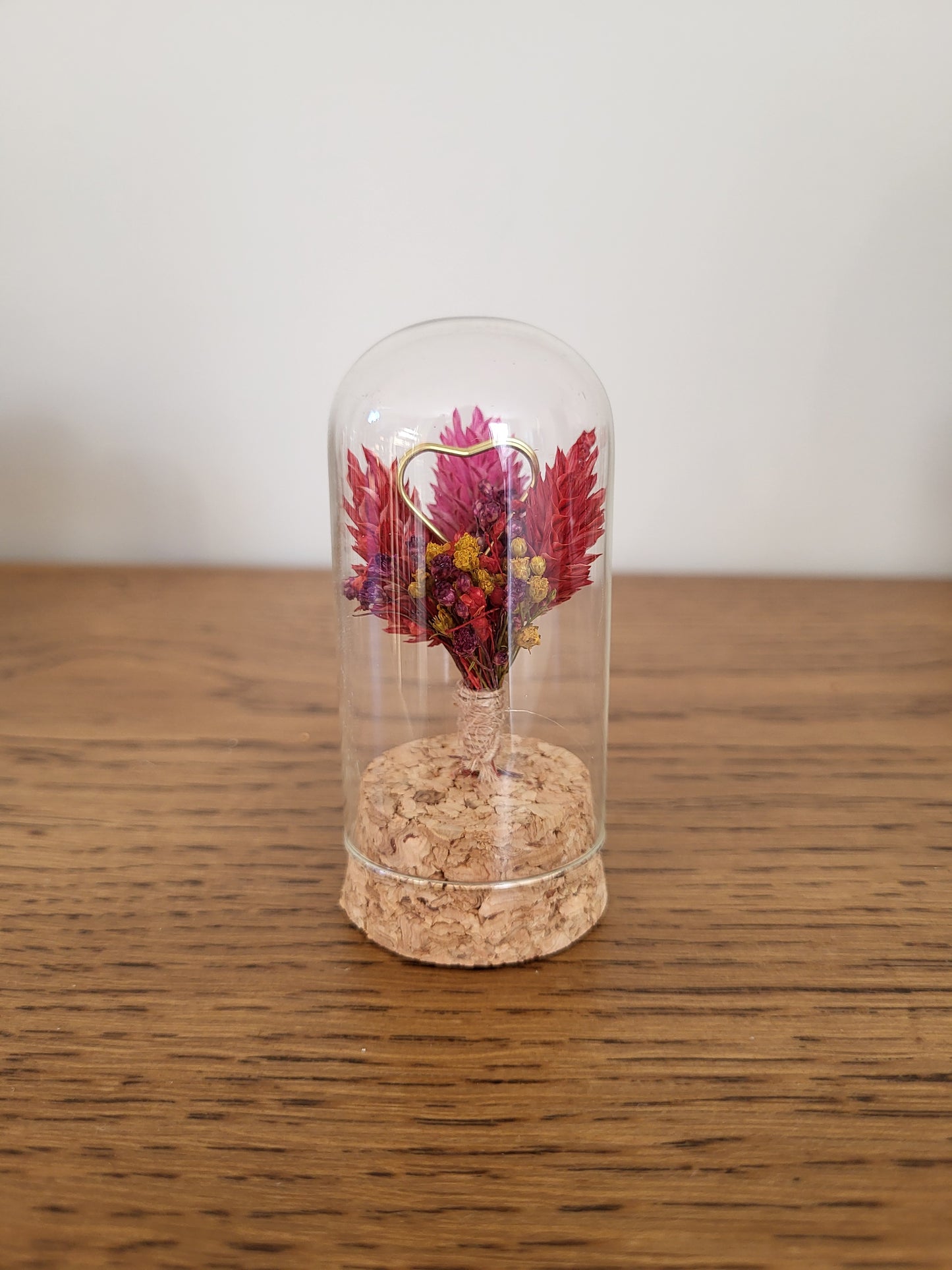 Cloche de fleurs séchées – Création artisanale Saint-Valentin