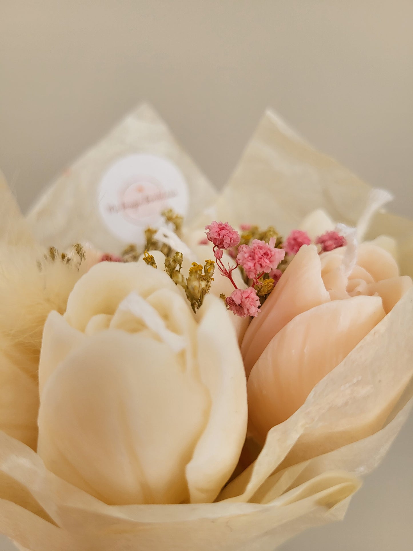 Bouquet de 7 tulipes en bougies - taille S (pastel)