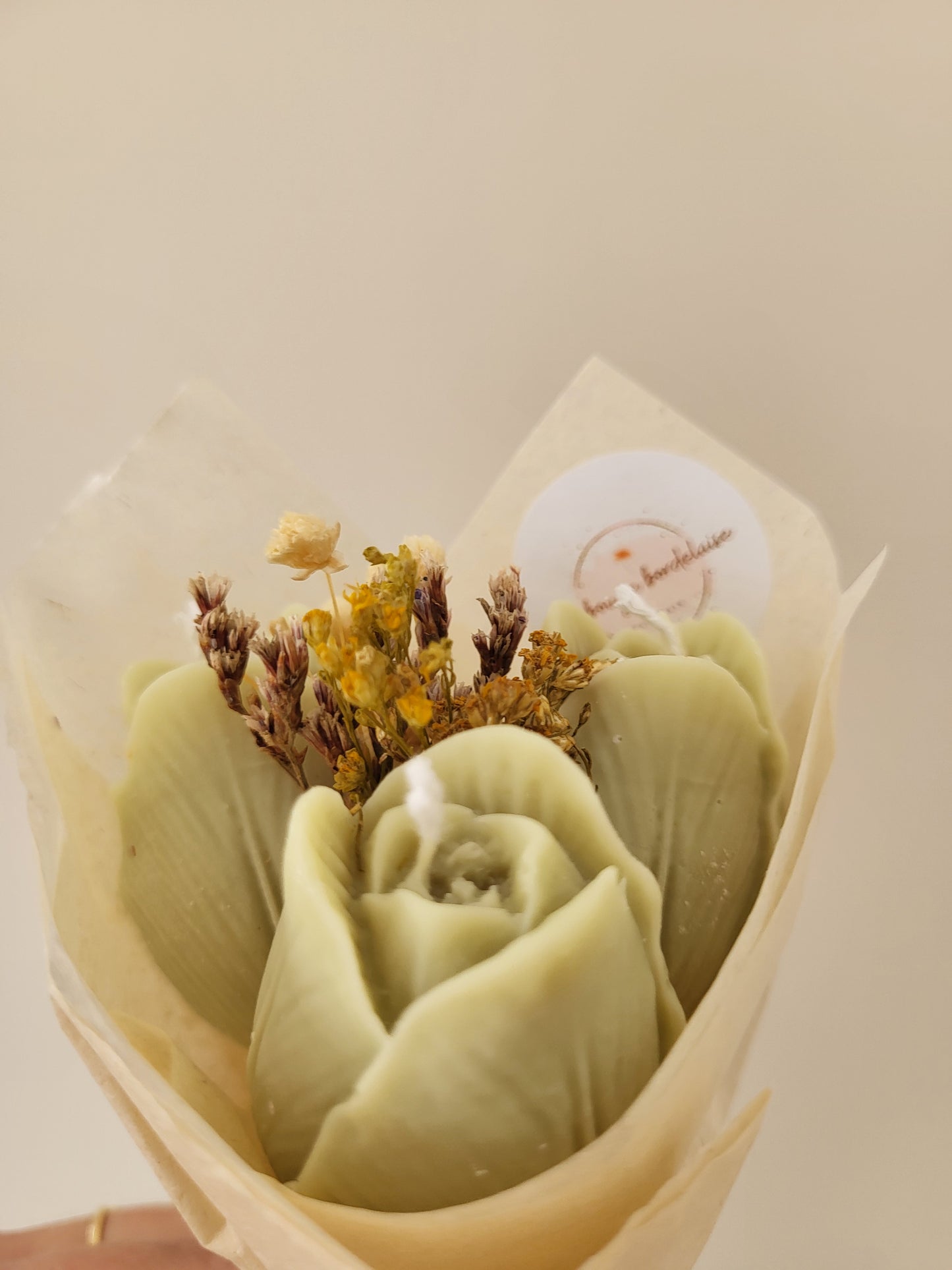 Bouquet de 3 tulipes en bougies - taille S (vert)