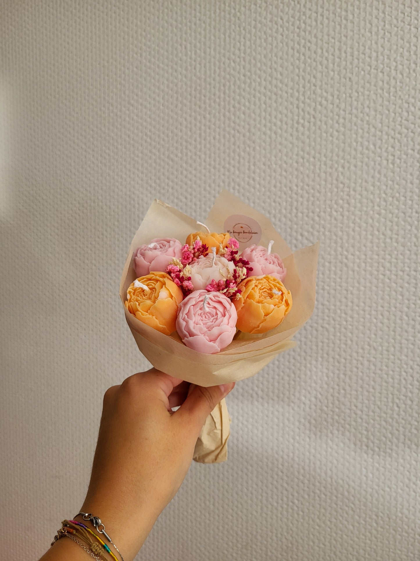 Bougie décorative - Bouquet de pivoines
