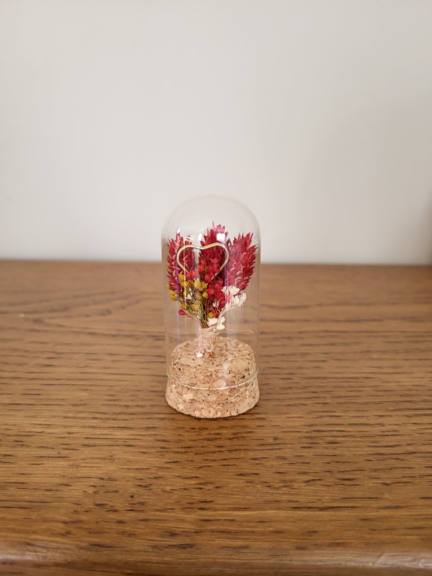 Cloche de fleurs séchées – Création artisanale Saint-Valentin