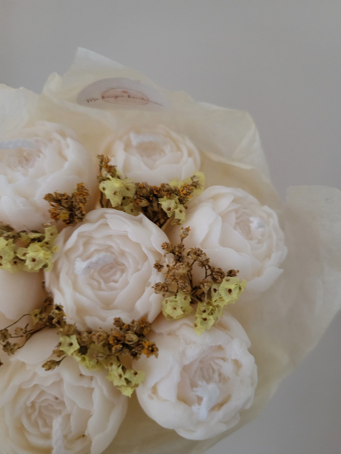 Bouquet de pivoines en bougie artisanale