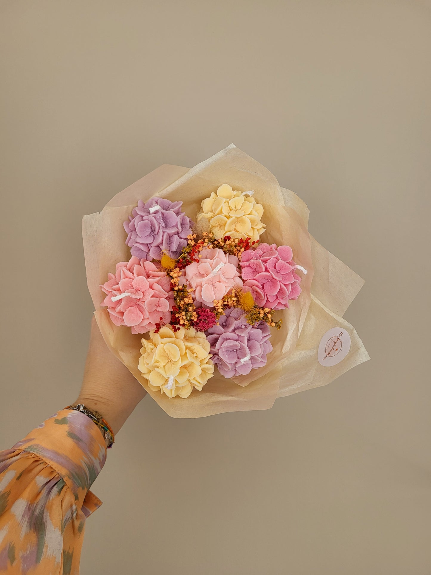 Gros bouquet d'hortensias en bougies - taille M