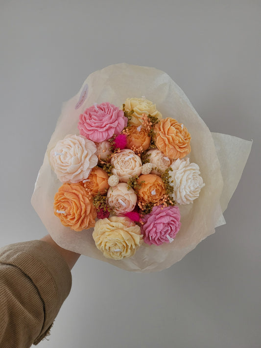 Bouquet de fleurs en bougies artisanale - commande personnalisée