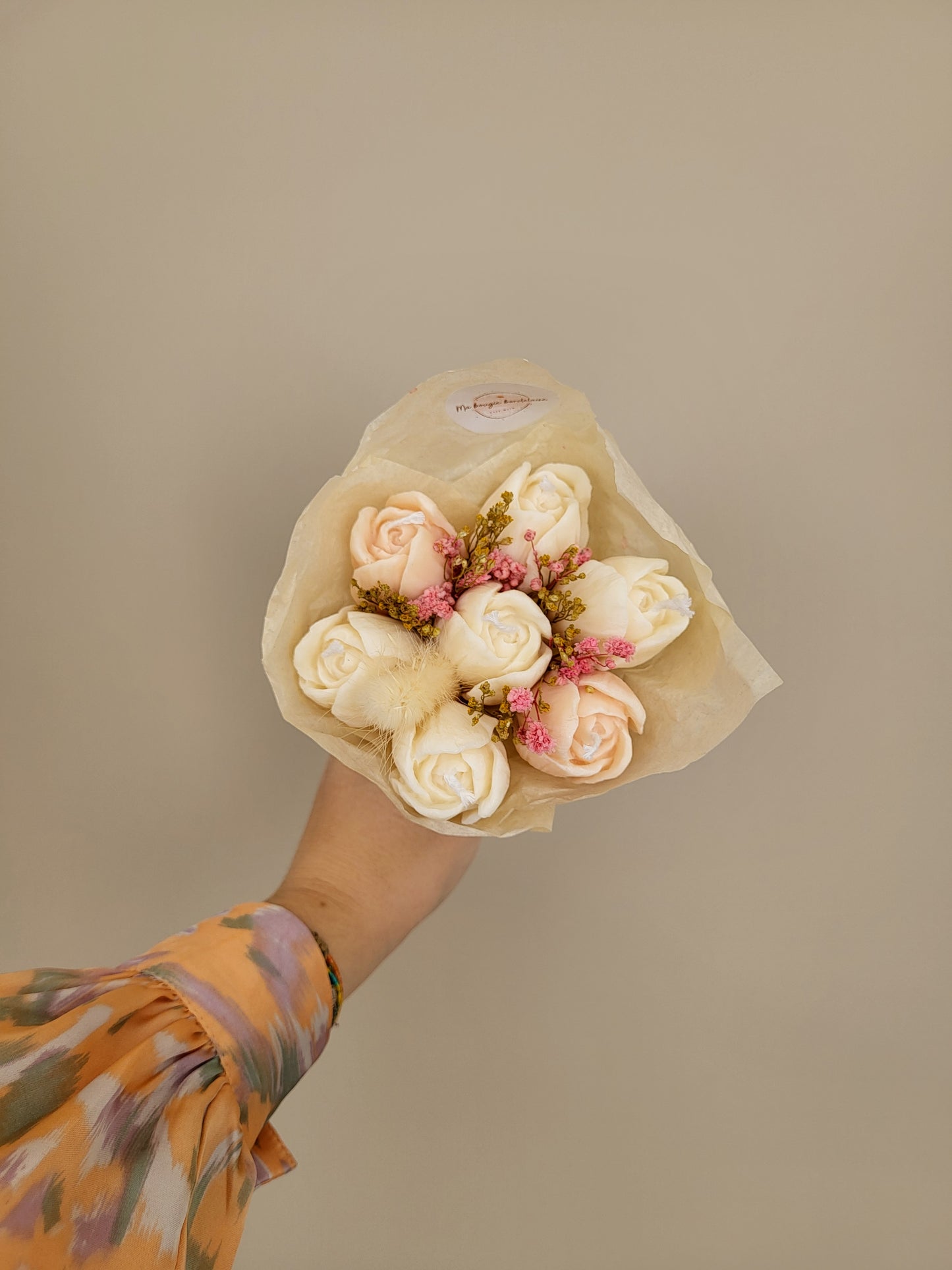 Bouquet de 7 tulipes en bougies - taille S (pastel)