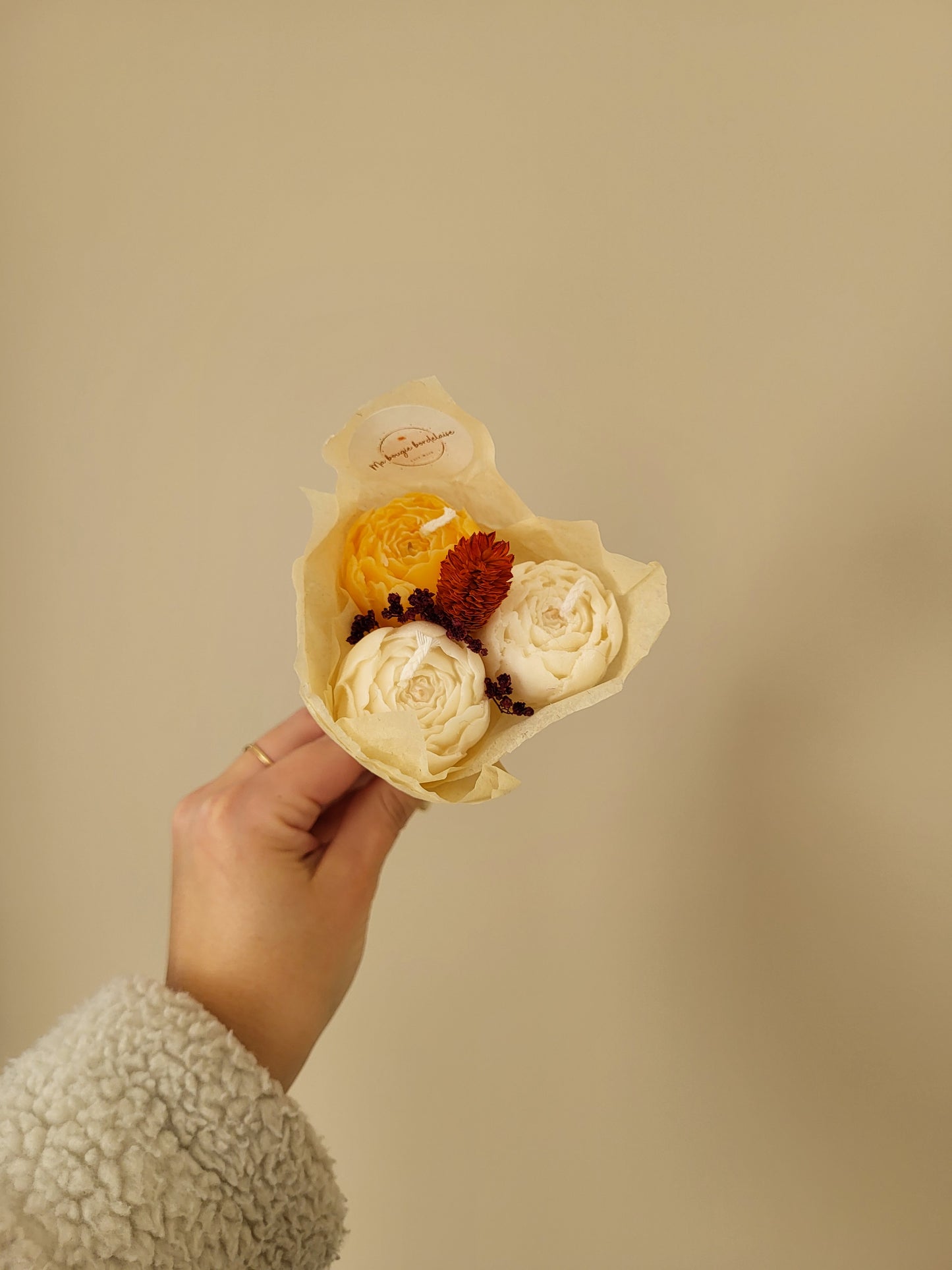 Bouquet de pivoines en bougie fait main