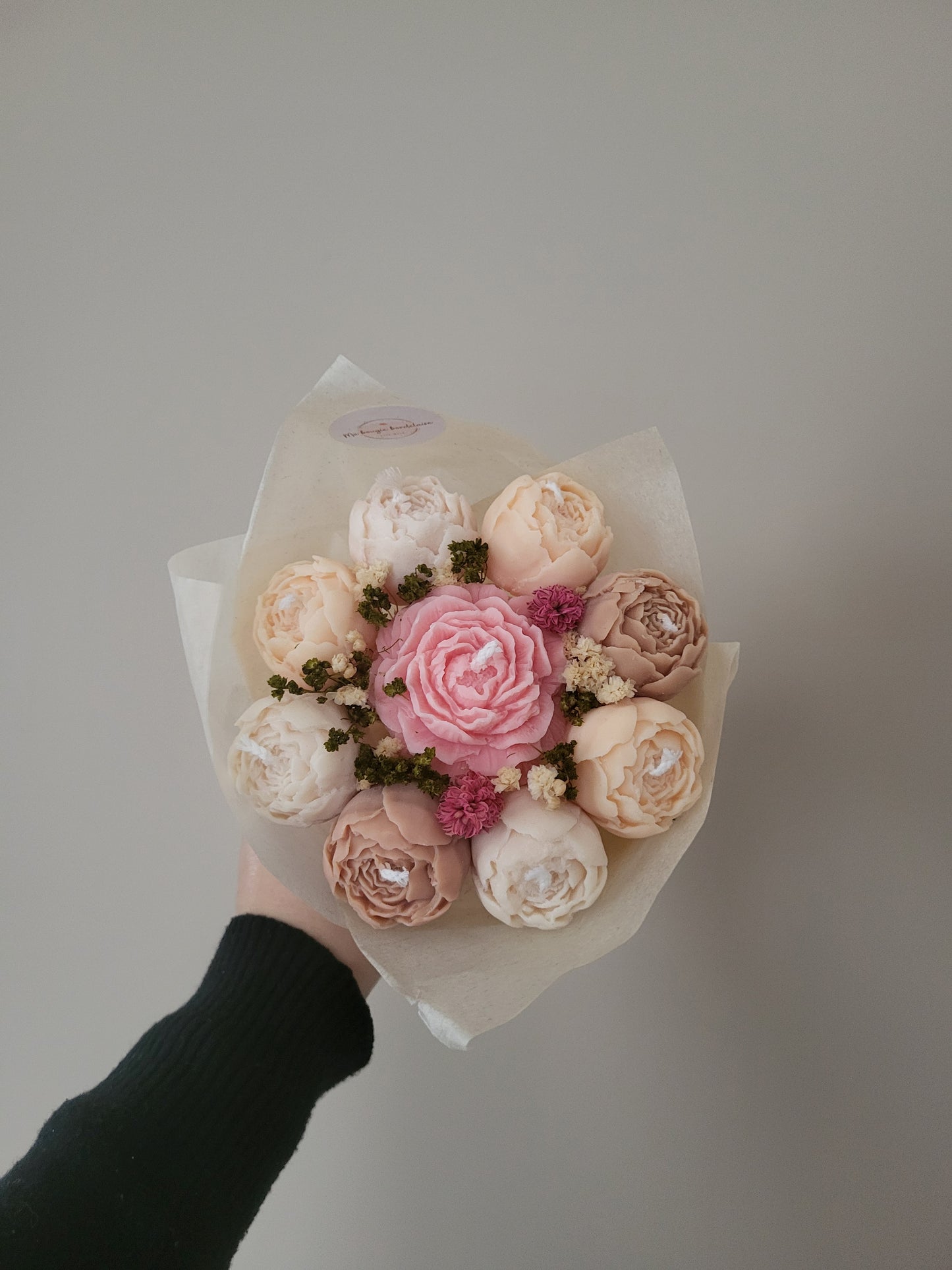 Bouquet de bougies artisanale - Bouquet de pivoines